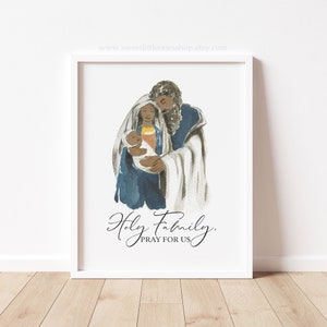 Black Holy Family Printable Wall Art Holy Family Pray for Us Printable Catholic Print Jesus Mary Joseph Printable Nativity Print Holy Family