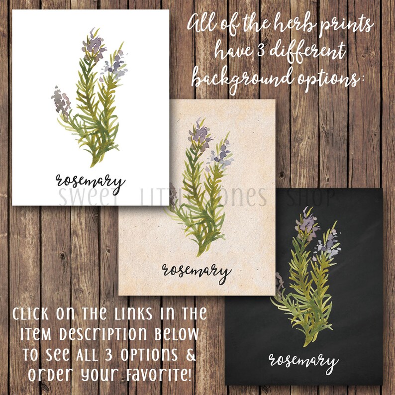 Thyme Herb Printable Wall Art Kitchen Decor Watercolor Herb Print Chalkboard Herb Prints Kitchen Herb Printable Watercolor Thyme Chalkboard