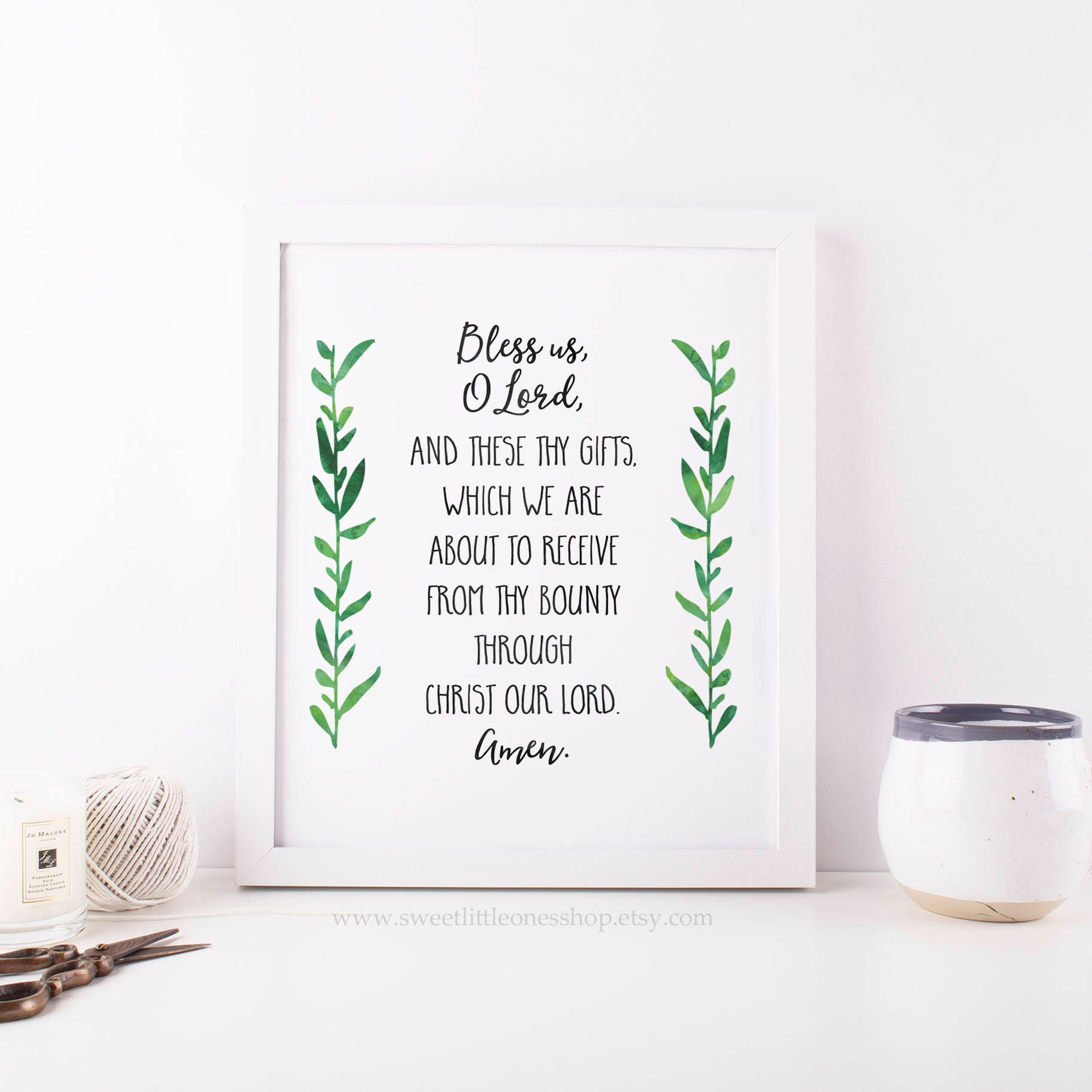 Bless Us O Lord Prayer Printable Wall Art Grace Before Meals Etsy