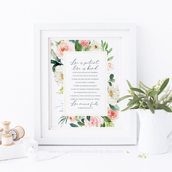 Love is Patient Love is Kind Printable Wall Art 1 Corinthians - Etsy