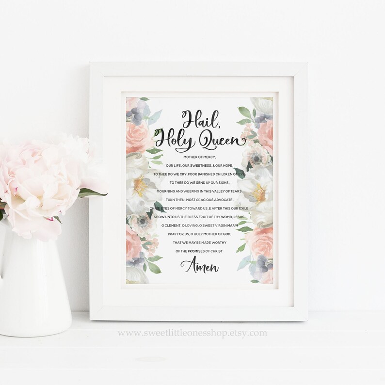 Hail Holy Queen Prayer Printable Wall Artwork Catholic Prayer Print Hail Holy Queen Printable Floral Catholic Household Decor Catholic Printable Artwork image relating to Hail Holy Queen Prayer Printable titled Hail Holy Queen Prayer Printable Wall Artwork Catholic Prayer Print Hail Holy Queen Printable Floral Catholic Dwelling Decor Catholic Printable Artwork