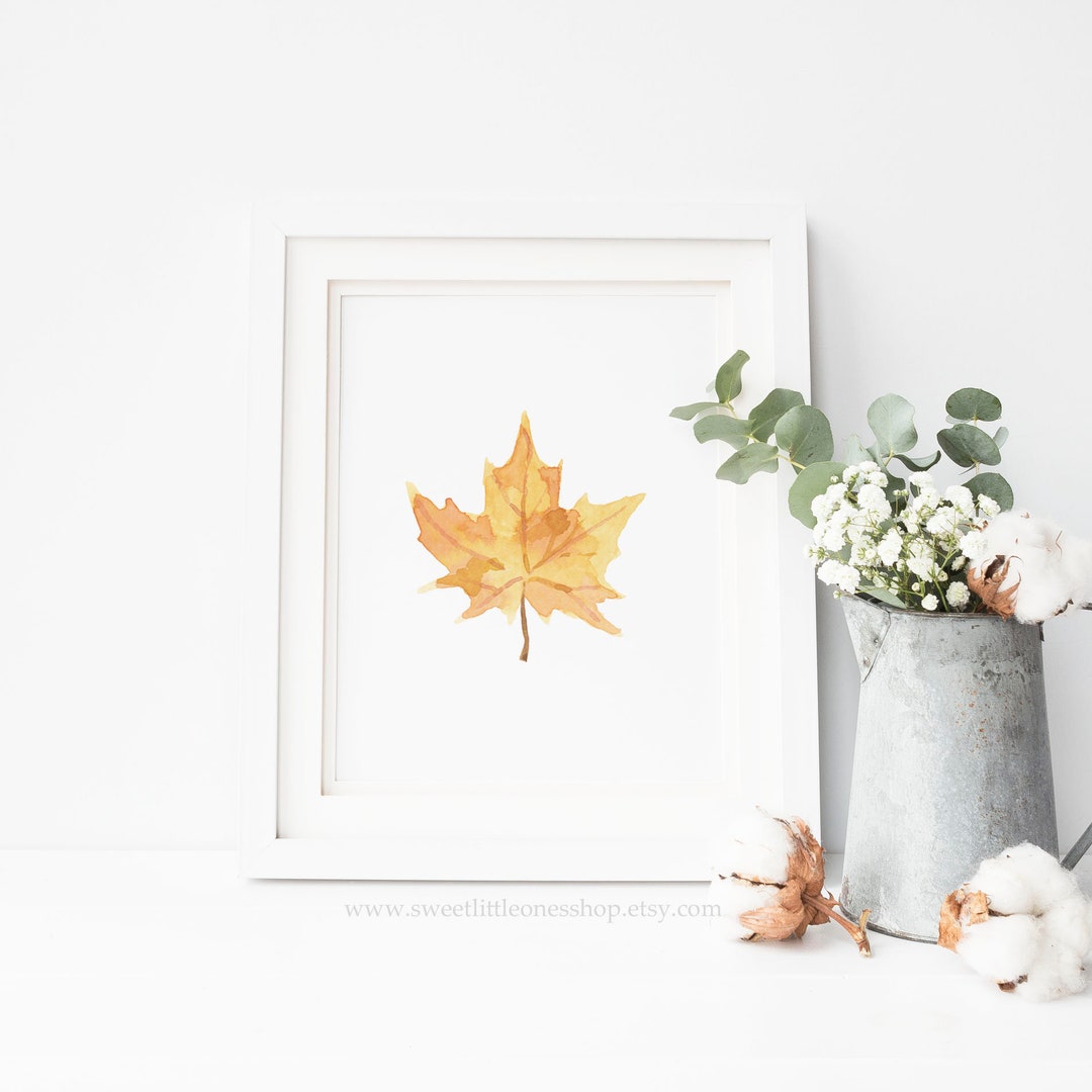 Watercolor Orange Fall Leaf Printable Wall Art Fall Leaves Printable ...
