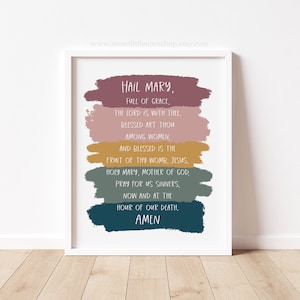 8x10, 5x7 MUTED RAINBOW Hail Mary Prayer Print Hail Mary Full of Grace Prayer Print Hail Mary Prayer Print Catholic Prayer Hail Mary Print