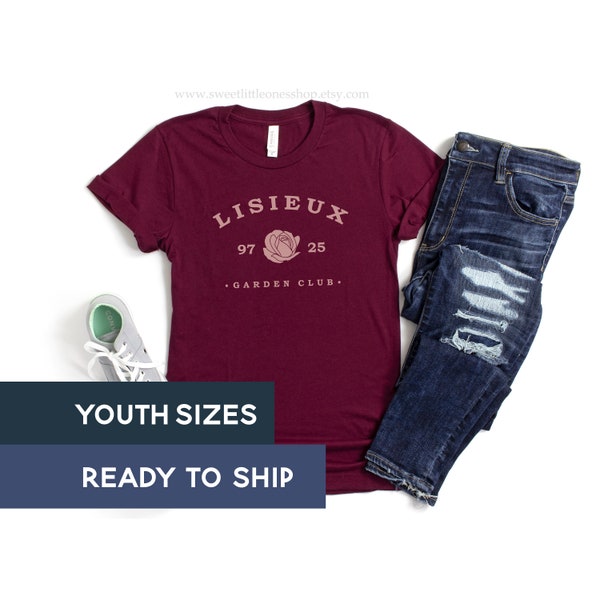 READY TO SHIP Lisieux Garden Club Short Sleeve T-shirt {Size Youth Small or Extra Large} Final Sale