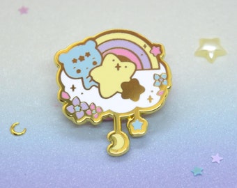 Pico Bear Holding Star Enamel Pin | Dreamland Cuties Cute Rainbow Pastel Hard Enamel Pins | Sweet Kawaii Bear Pins | Celestial Collection