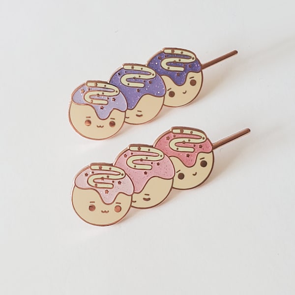 Kawaii Pink & Purple Takoyaki Hard Enamel Pins | Asian Snack | Aesthetic Foods | Cute Food Pins | Takoyaki Balls | Japanese Food Pins