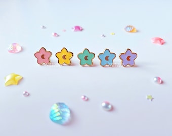 Mini Pastel Rainbow Glittery Star Board Fillers Oceanic Dreams Collection | Pink Yellow Green Blue Purple Rainbow Star Tiny Enamel Pins