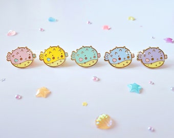 Pufferfish Oceanic Dreams Mini Enamel Pin | Cute Rainbow Pastel Puffers Lapel Pin | Mini Kawaii Baby Tetraodontidae Balloonfish Enamel Pin