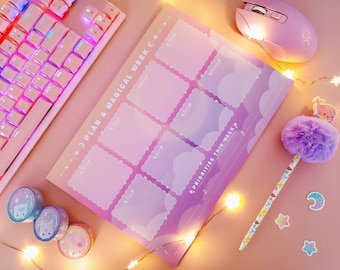 student planner ut A4 Weekly Planner | Dreamy Weekly Planner | Pink Weekly Planner | Pretty Weekly Planner Pad | Student Planner | Kawaii Princess Planner