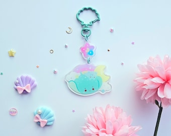 Pico & Stingray Oceanic Dreams Acrylic Keyring | Deep Ocean Sea Animal Keyring | Glittery 2 Part Starry Stingray Bear Key Chain For Bags UK