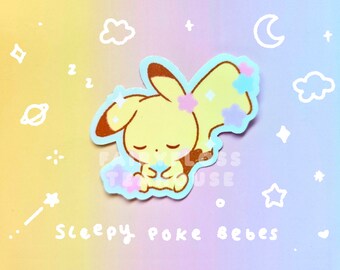 Celestial Dreamy Sleeping Pikachu Sticker | Sleepy Poke Bebes | Sleeping Pocket monsters | Baby Pikachu Sleeping Vinyl Matte Sticker