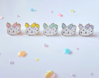 Sea Bunny Oceanic Dreams Mini Enamel Pin | Cute Rainbow Pastel Jorunna parva Lapel Pin | Mini Kawaii Celestial Baby Sea Slug Mini Enamel Pin