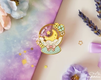 Kristallkugel Emaille Pin | Cosmic Witch Lab Kristall Mond Kugel Hard Emaille Pins | Klarer Transparenter Emaille Pin mit Siebdruck Details