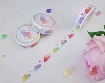 Last one no restock Twinkle Sky Glitter Washi Tape| Pretty Magical Celestial Washi Tape | Starry Sky Clouds And Stars Glittery Washi tape