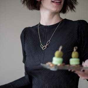Gold-Plated Chain Link Necklace | Modern Brass Statement Necklace | Geometric Link Design