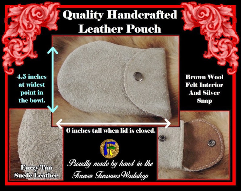 Handmade Creme Suede Leather Pouch With Brown Wool Felt Interior And Silver Snap