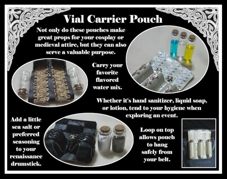 ApothecaryHealer Pouch 2 Vials Brown Leather Gear Handmade Deep Green Leather Bottle Carrier Bronze Rovets /& Grommets