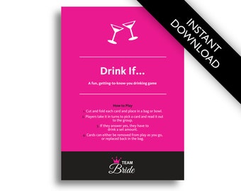 Editable Drink If Game Bachelorette Party Games -Hen Party Games Drinking Games Hen Night Games Drink If Drinking Game, Instant Download