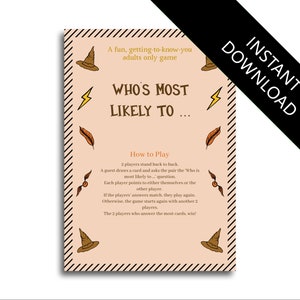Who&#39;s Most Likely To Witches and Wizards Themed Hen Party Game bachelorette game bachelorette party hen party game hen night game instant do
