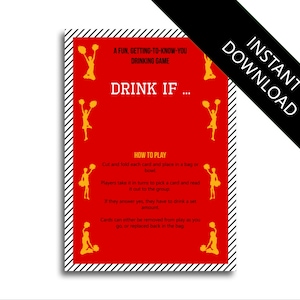 Drink If ... Cheerleader Themed Hen Party Games Drinking Games  bachelorette game bachelorette party hen party game hen night game instant d