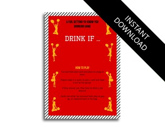 Drink If ... Cheerleader Themed Hen Party Games Drinking Games  bachelorette game bachelorette party hen party game hen night game instant d