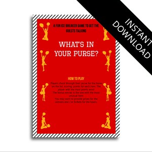 What&#39;s In Your Purse Cheerleader Themed Excellent Ice Breaker Hen Party Game bachelorette game bachelorette party hen party game hen night g