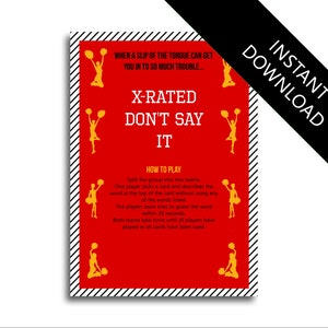 X-Rated Don&#39;t Say It Cheerleader Themed Naughty Banned Words Taboo Hen Party Game bachelorette game bachelorette party hen party game hen ni