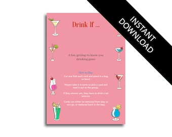 Drink If ... Cocktail Speakeasy themed Hen Party Games Drinking Games  bachelorette game bachelorette party hen party game hen night game in