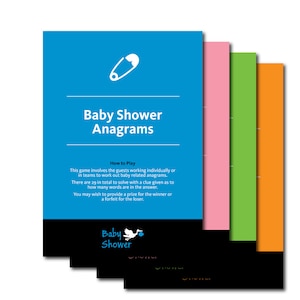 Baby Shower Anagrams - Word Scramble based Printable Baby Shower Game - Baby Shower Games, New Baby Party Games, Printable Anagram Game