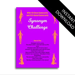Synonym Challenge Bunny Girl Themed Adult Similar Word Synonym Game Hen Party games bachelorette game bachelorette party hen party game hen