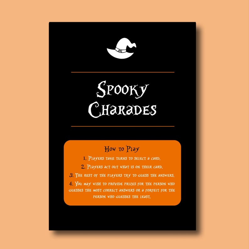 Spooky Charades Printable Halloween Bash Online games - Printable Halloween Charades, Halloween Celebration Charades, halloween sport photograph relating to Halloween Charades Printable referred to as Spooky Charades Printable Halloween Celebration Online games - Printable Halloween Charades, Halloween Occasion Charades, halloween video game