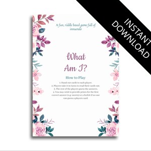 What Am I? Spring Roses Watercolor Themed Riddle based innuendo Hen Party Game bachelorette game bachelorette party hen party game hen night