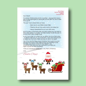 Carta editável do Papai Noel - Carta imprimível do Papai Noel Carta para download Bela lista de cartas personalizadas carta do papai noel personalizada
