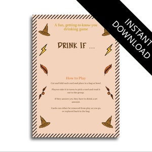Drink If ... Witches and Wizards Themed Hen Party Games Drinking Games  bachelorette game bachelorette party hen party game hen night game i