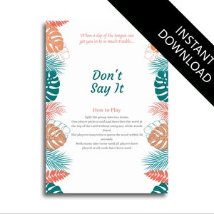 Don&#39;t Say It Tropical Summer Themed Banned Words Taboo Hen Party Game bachelorette game bachelorette party hen party game hen night game ins