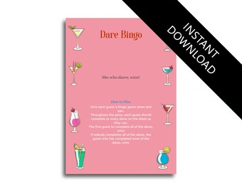 Hen Party Dare Bingo Cocktail Speakeasy themed Hen Night Dare based Hen party game bachelorette game bachelorette party hen party game hen n