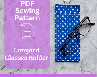 Lanyard glazen houder naaipatroon. Direct downloaden PDF-patroon. Beginnersvriendelijk. Gemakkelijk te naaien cadeau. Geschreven patroon. Brillenkoker.