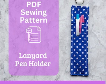 Lanyard penhouder naaipatroon. Direct downloaden PDF-patroon. Beginnersvriendelijk. Gemakkelijk te naaien cadeau. Geschreven patroon met duidelijke foto's