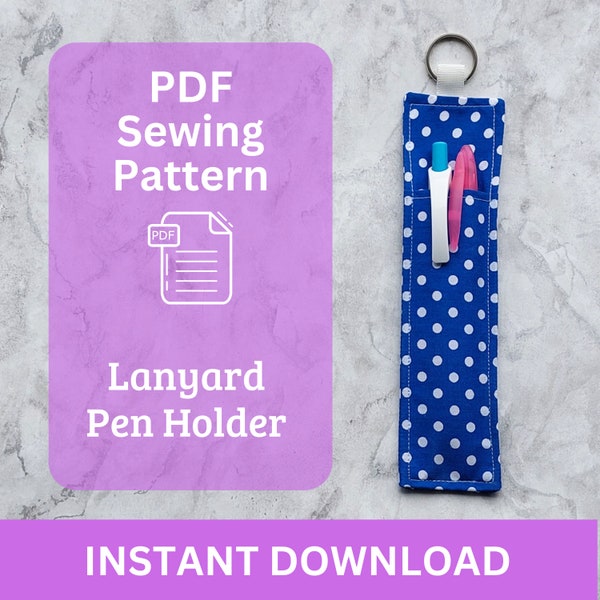 Lanyard penhouder naaipatroon. Direct downloaden PDF-patroon. Beginnersvriendelijk. Gemakkelijk te naaien cadeau. Geschreven patroon met duidelijke foto's