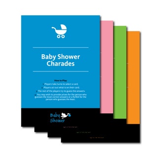 Baby Shower Charades - Fun Printable Charade Baby Shower Game - Printable Charades,Baby Shower Games, New Baby, Printable Baby Shower Game