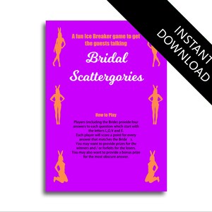 Bridal Scattergories Bunny Girl Themed Excellent Ice Breaker Hen Party Game bachelorette game bachelorette party hen party game hen night ga