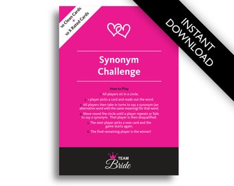 Hen Party Synonym Challenge - Adult Synonym Game Hen Night games, Instant Download, hen party games, hens do games, Bachelorette Party Game