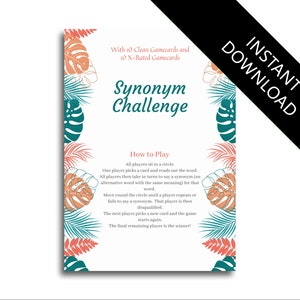 Synonym Challenge Tropical Summer Themed Adult Similar Word Synonym Game Hen Party games bachelorette game bachelorette party hen party game