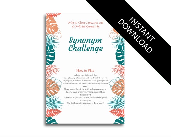 Synonym Challenge Tropical Summer Themed Adult Similar Word 