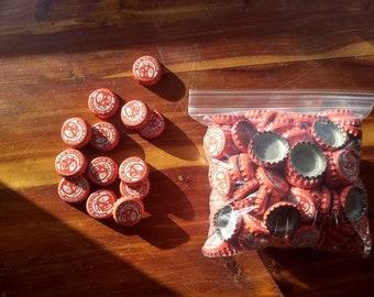Beer and Soda Bottle Caps -- One Sandwich Bag (125+) Unbent, Undented New Belgium Red Bicycles