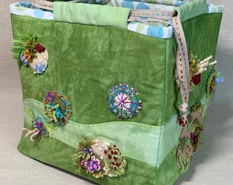 Pattern, Template and Instruction PDFs with Hyperlinks to Videos - A Variation on a Japanese Rice Sack: Rock Gardens ~ A DIY Embroidered Bag