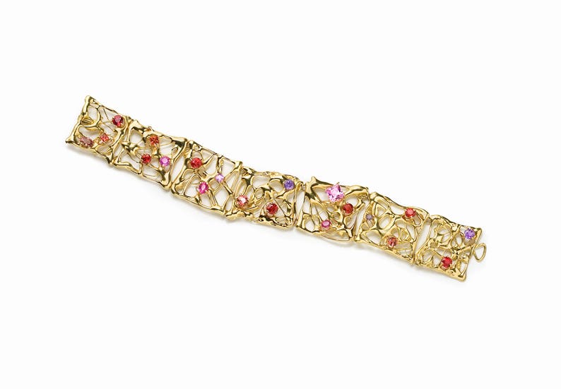 Hand Crafted, 18 Kt Gold & Sapphire Bracelet image 1