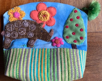 Large Zippered Pouch PDF Pattern, Instructions (in English and French) with Photographs and Templates