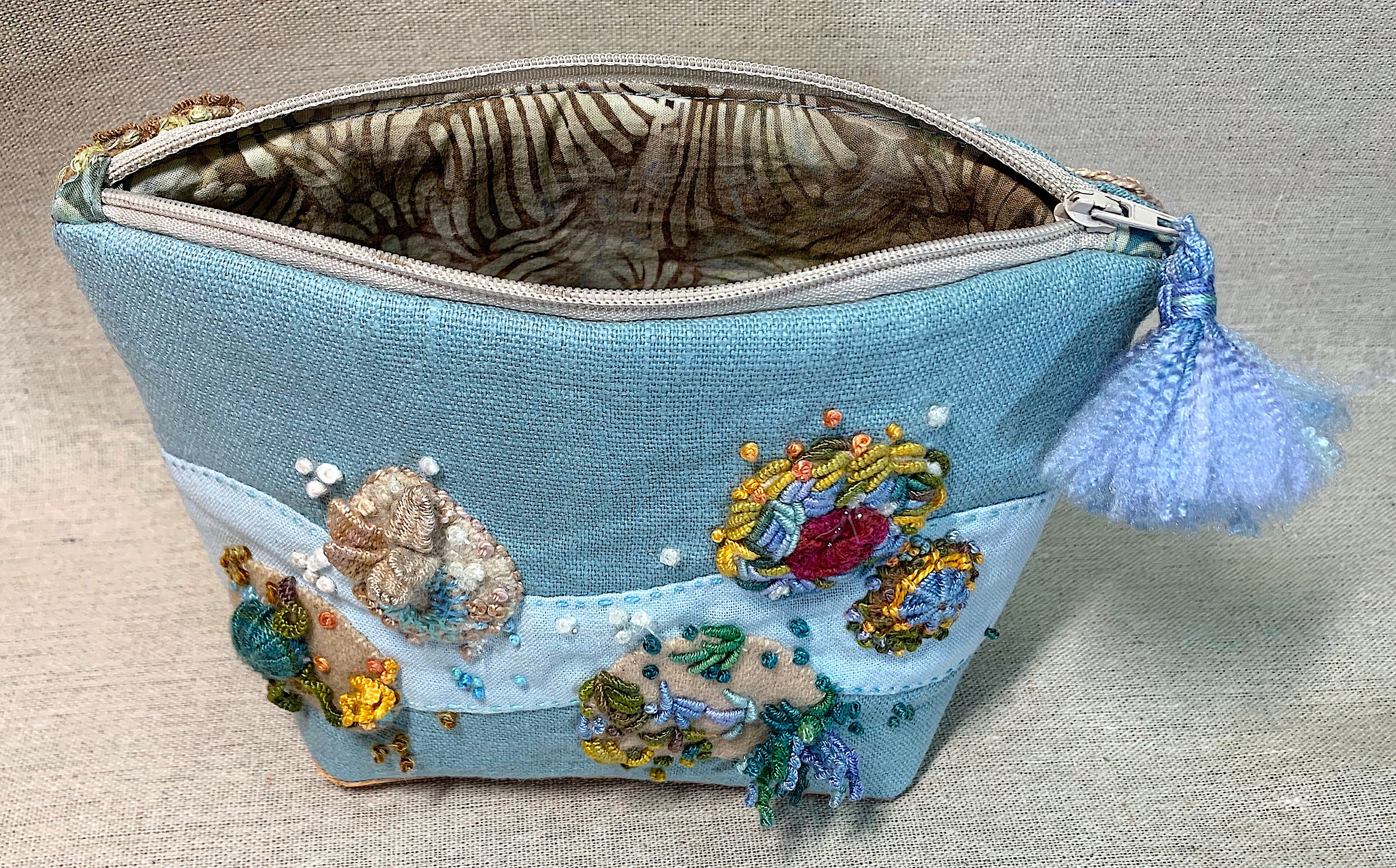 River Rocks - DIY Linen & Wool, Fully Lined, Zippered Pouch