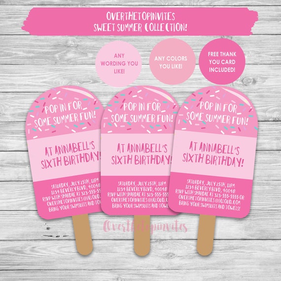 Popsicle Zaproszenie Lody Zaproszenie Na Urodziny Dziecka Etsy